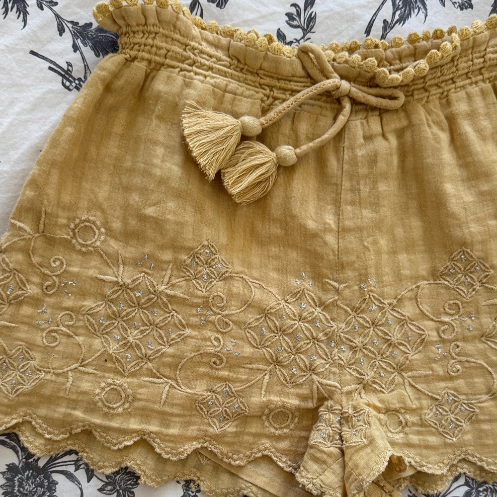 Kids Embroidered mustard Shorts - Picture 5 of 6